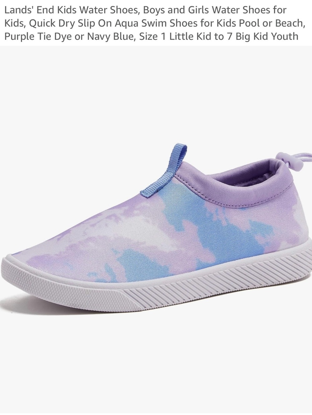 Lands' End Kids Tie-Dye Slip-On Water Shoes in Purple and Blue